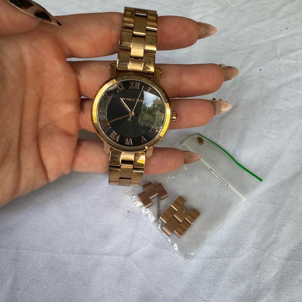 Michael Kors Rose Gold Bracelet Watch with Black Dial